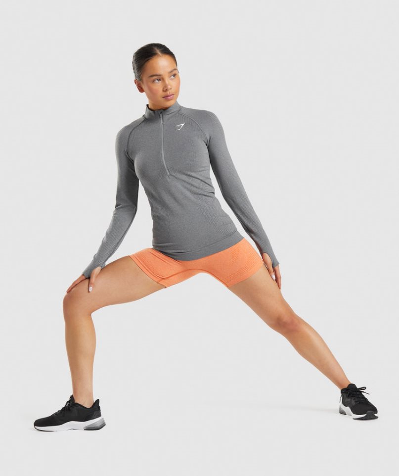 Bluzy Gymshark Vital Seamless 2.0 1/2 Zip Damskie Szare | PL 743PFN